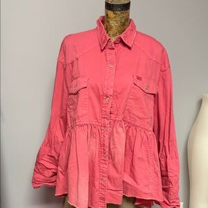We The Free Coral Button-Down distressed shirt